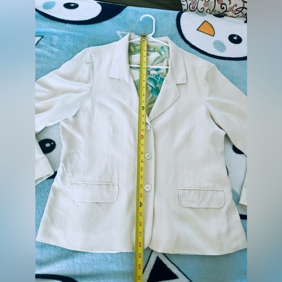 Tommy Bahama Blazer Business Cream Pockets Work Women's Silk‎ Long Sleeve SZ 16 - Picture 3 of 6